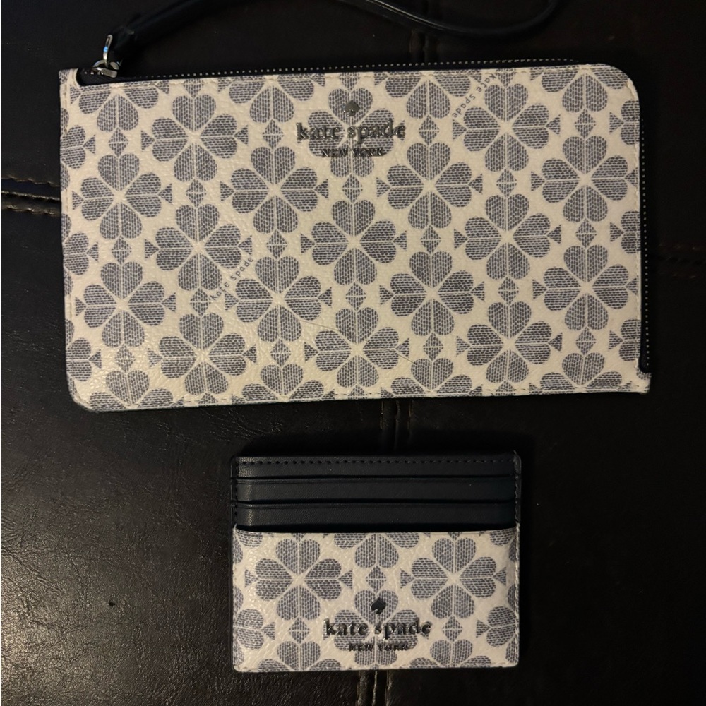 Kate Spade Black and White Floral Clutch and Card Holder